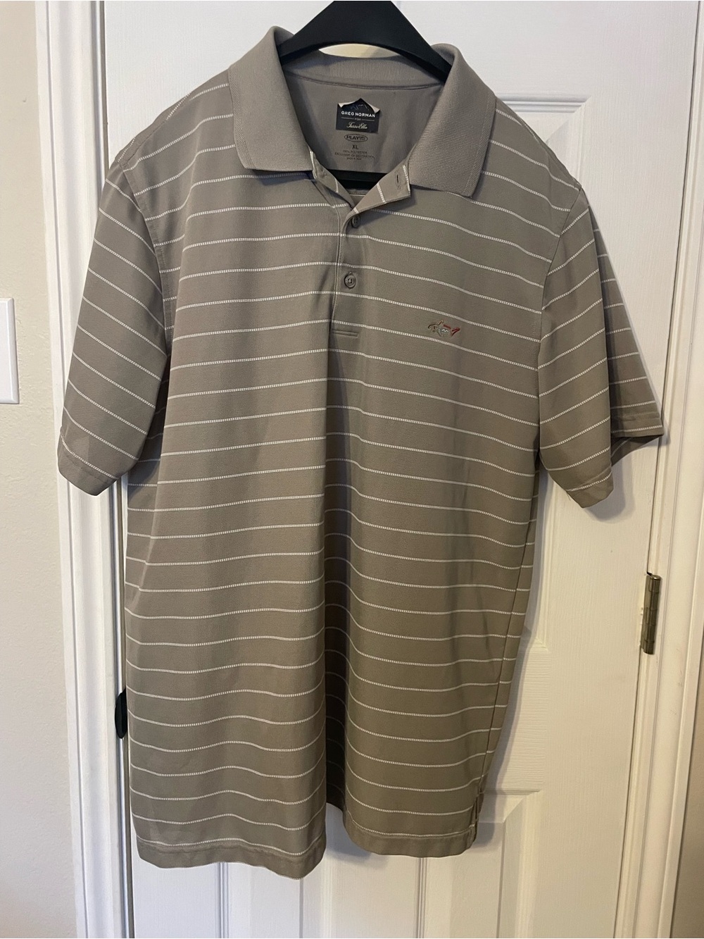 Greg Norman Collection Gray Striped Polo